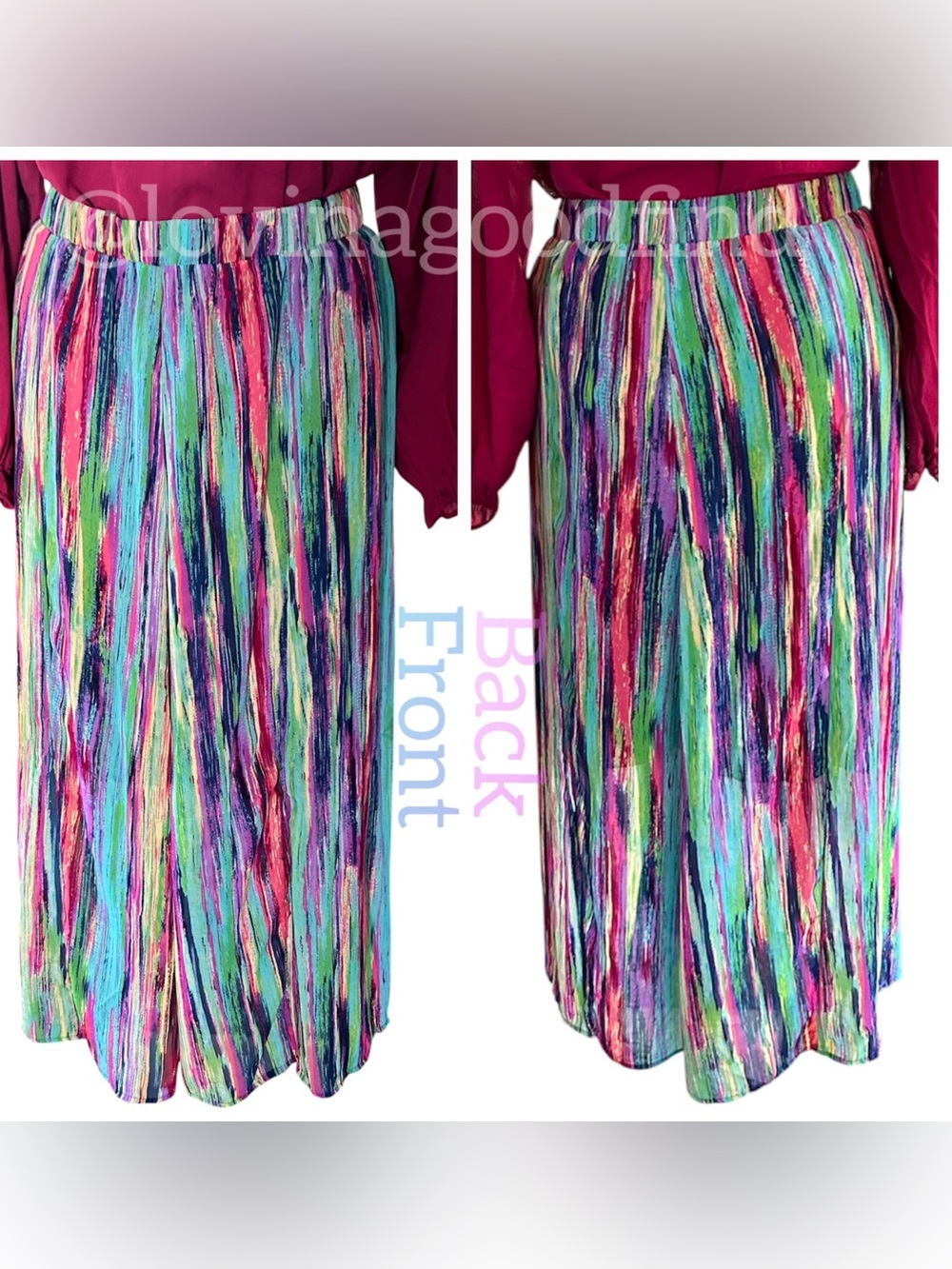 Robert Louis Multicolor Gypsy Boho Maxi Lined Polyester Skirt Colorful EUC 3X